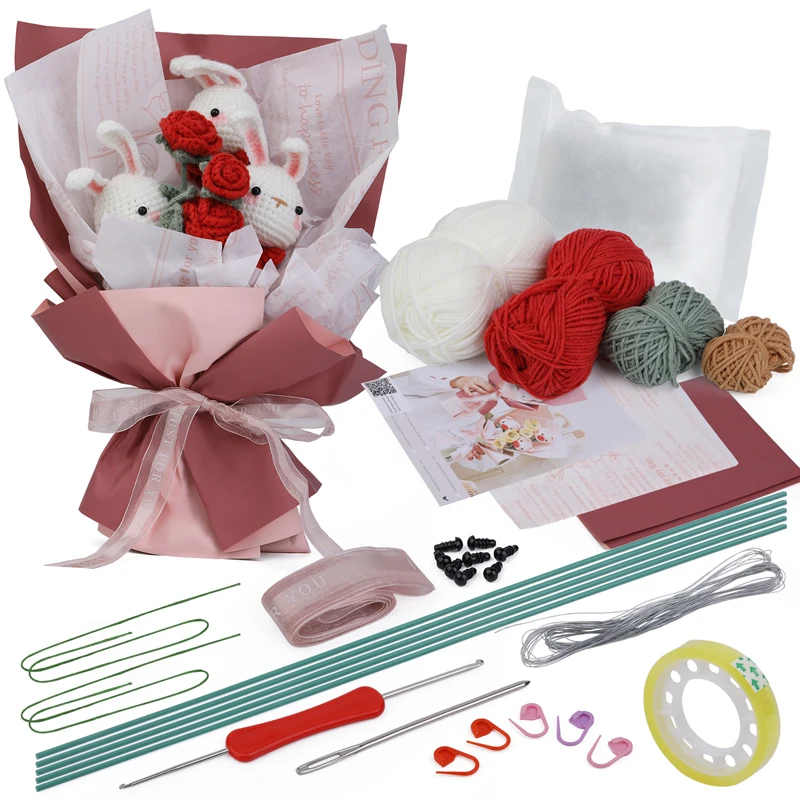 Набор вязаных цветов