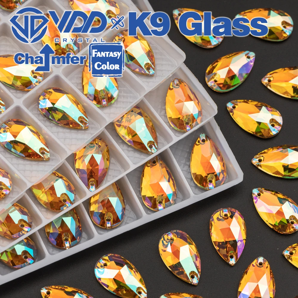 VDD Top Quality Burning Sun Fantasy Color K9 Glass Sew On Rhinestones Sewing Crystals Flat Back Stones For Clothes Accessories