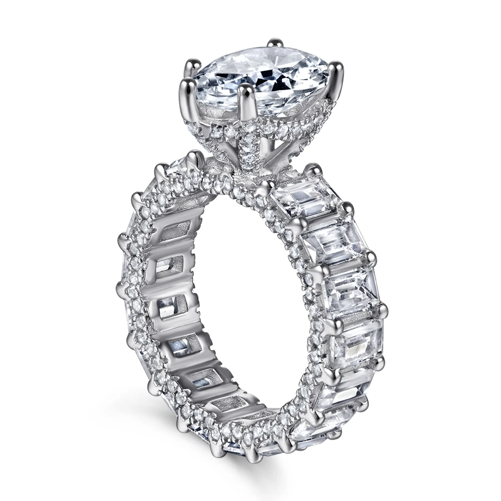 Wholesale Luxury CZ Sterling Silver Cubic Zirconia Ring 8 x 12 mm 4 Carat Pear Shape Engagement Zircon Diamond Ring