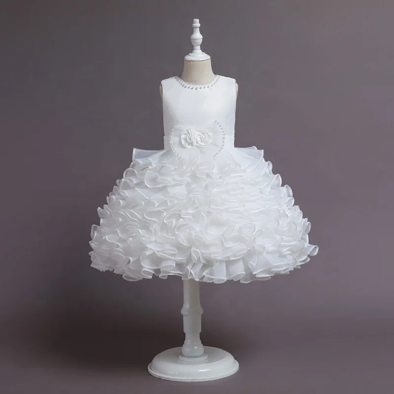 Роскошное элегантное Пышное Платье вечерние платья с вырезом из бисера для девочек детские белыми цветами свадьбы подружки невесты выпускного