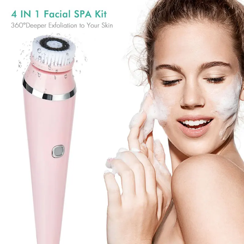 Rechargeable rotating cleaning washing heads electric high quality sonic vibrating facial face silicone cleansing brush
