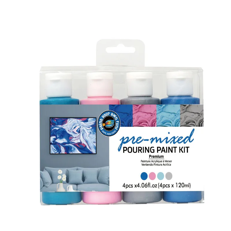 Wholesale Bottled 120ml DIY Pre-mixed Fluid Acrylic Pouring Paint for Canvas