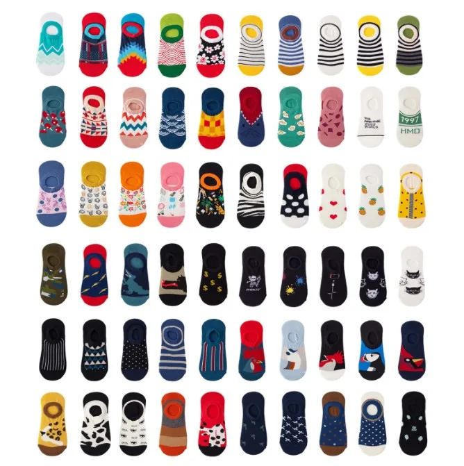 Funny Spring Summer Unisex Men Women Cotton Socks Casual no show Fashion Harajuku Fruit Animal Slippers Boat Socks