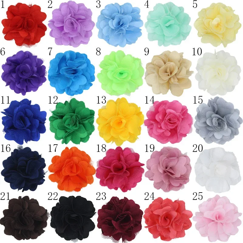 Chinese factory floral handmade chiffon fabric flower for dresses clothing