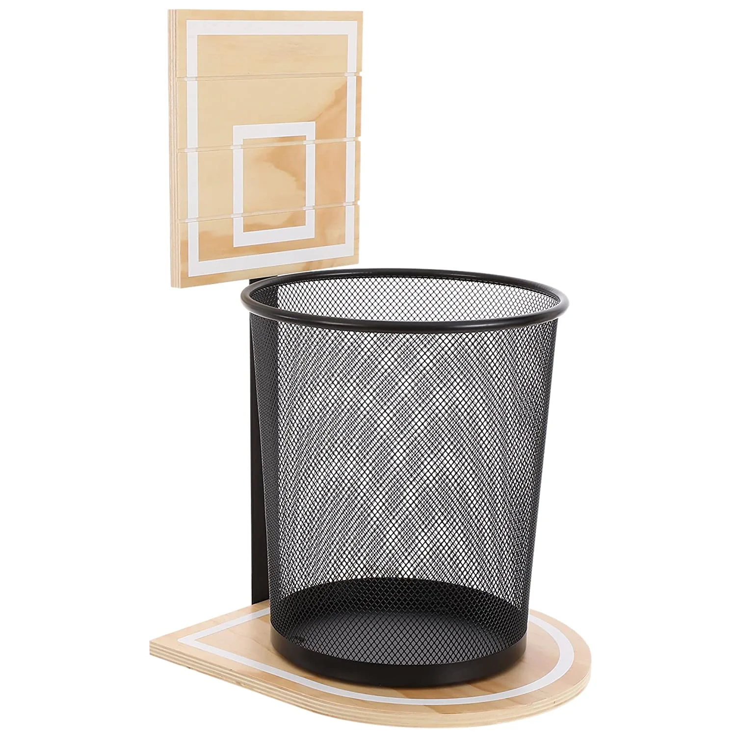 Indoor Office Black Metal Mesh Basketball Hoop trash Can Waste Paper Basket