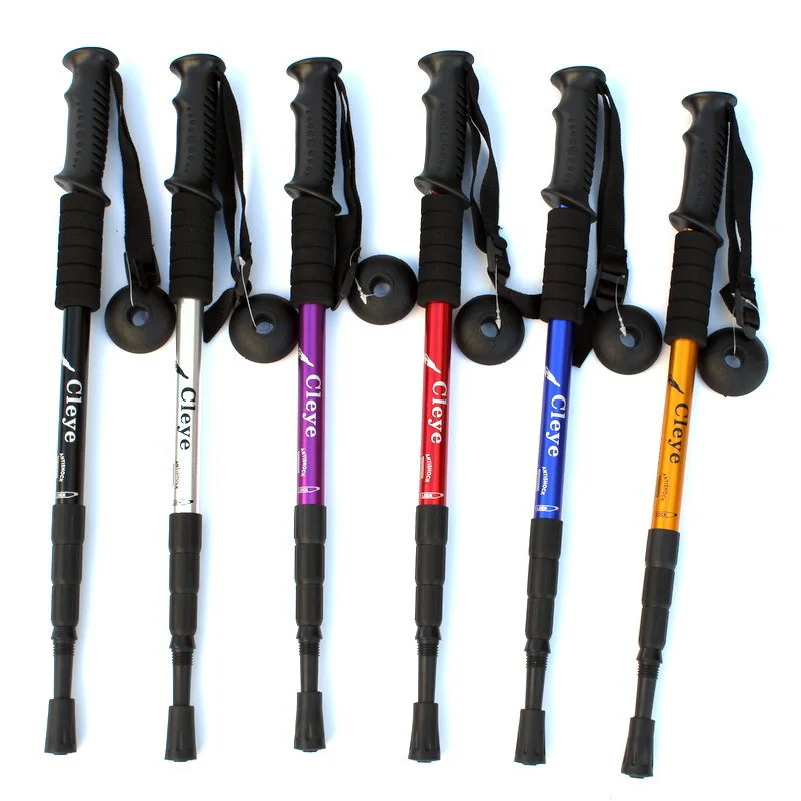 JETSHARKHiking pole cane adjustable hiking aluminum alloy telescopic four-section outdoor hiking pole