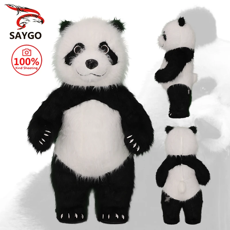 Saygo Hot Sale Plush 2M/2.6M/3M Inflatable Panda Mascot Costume Cartoon Character Cosplay Suit For Adults