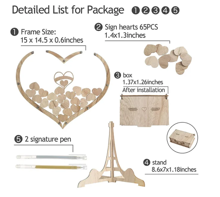 Handmade Wooden Acrylic Wedding Guest Book Frame For Wedding Favor