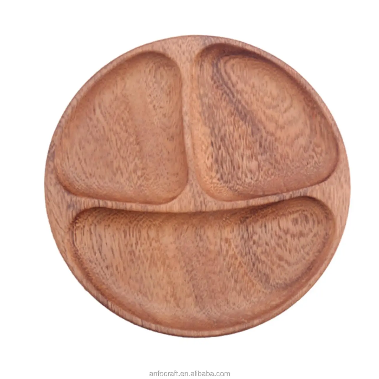 Plate 10 inch Compartment Plates with Dividers for Adults 3 Section Dish Wooden with Dividers for Adults Section Plates