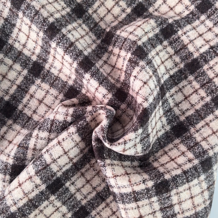 2024 New Design Checkered 100% Wool Yarn Dyed Jacquard Tweed Fabric for Coat Suit Checkered Skirt