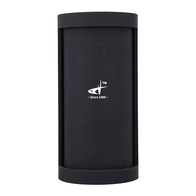 SAMDING box manufacturer rotatable round wood frame leather wine box for one wine bottle