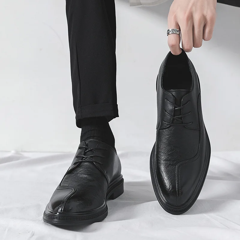 Mens Oxford Dress Shoes Factory Price Luxury New Italian Stylish Handmade Genuine Leather Dress Shoes Office Career Patchwork