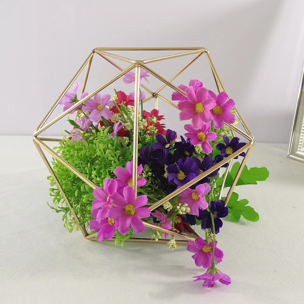 Gold Geometric stands Centerpieces vase 25CM Table Wedding Party Hotel Decoration Home Accessories