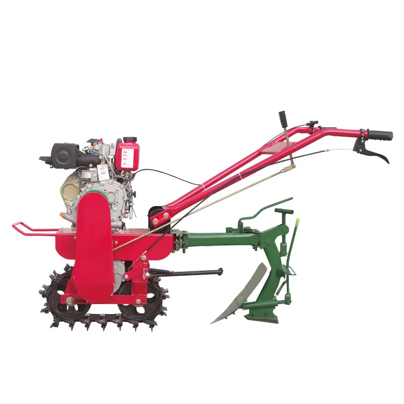 Multifunctional four wheel drive micro tiller gasoline and diesel Small farm cultivator for ditching and weeding farmland