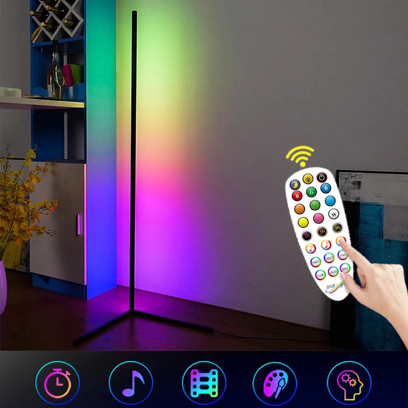  2021 новая RGB угловая Светодиодная лампа современная напольная с дистанционным управлением музыкальные напольные лампы для гостиной