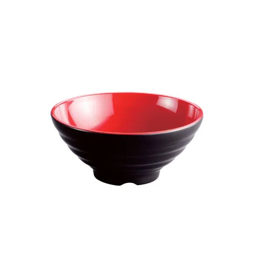 Japanese Style Melamine Noodle Bowl Black Red Swirl Plastic Ramen Bowl 9 inch White Noodle Bowl