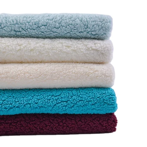 Trade Assurance polyester sherpa fabric plain color home textile blanket knitted cotton velvet-fabric