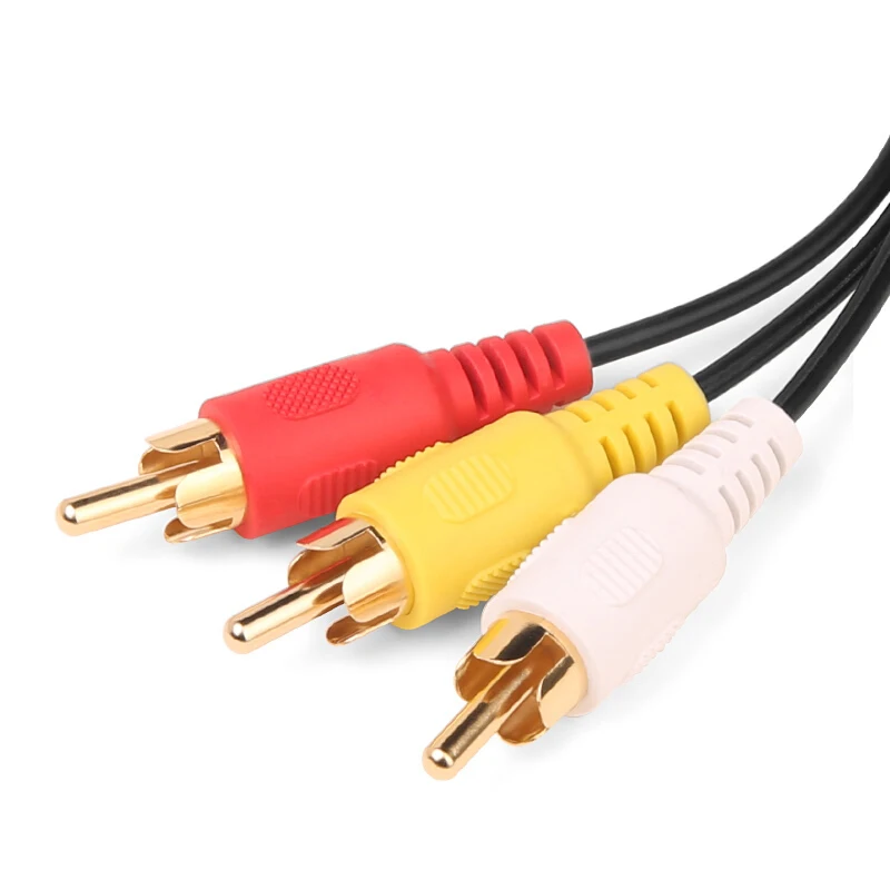 3.5mm 3rca Av Cable Wholesale The Video Cabel Connectors Plug With Ground Wire To Male Plug Rca Cable