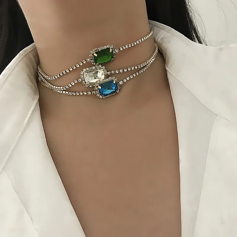 custom pink crown Emerald gemstone tennis chain necklace diamond tennis necklace jwelleries necklace