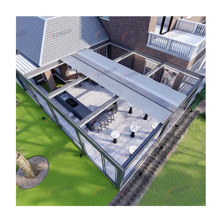 3x3 6x6 Veranda remote automatic garden patio canopy shade balcony corner aluminium retractable pergola esterna