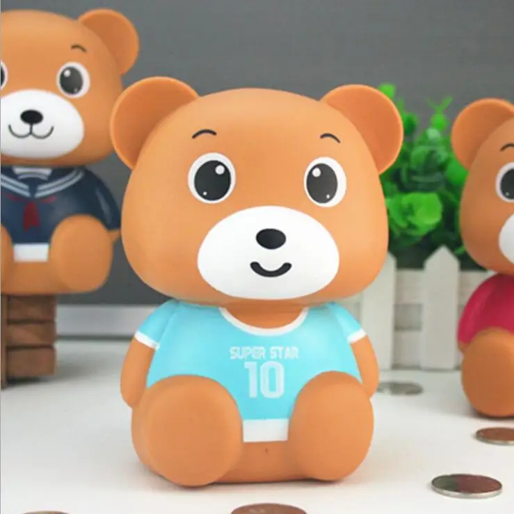 Plastic collapsible cartoon bear piggy bank