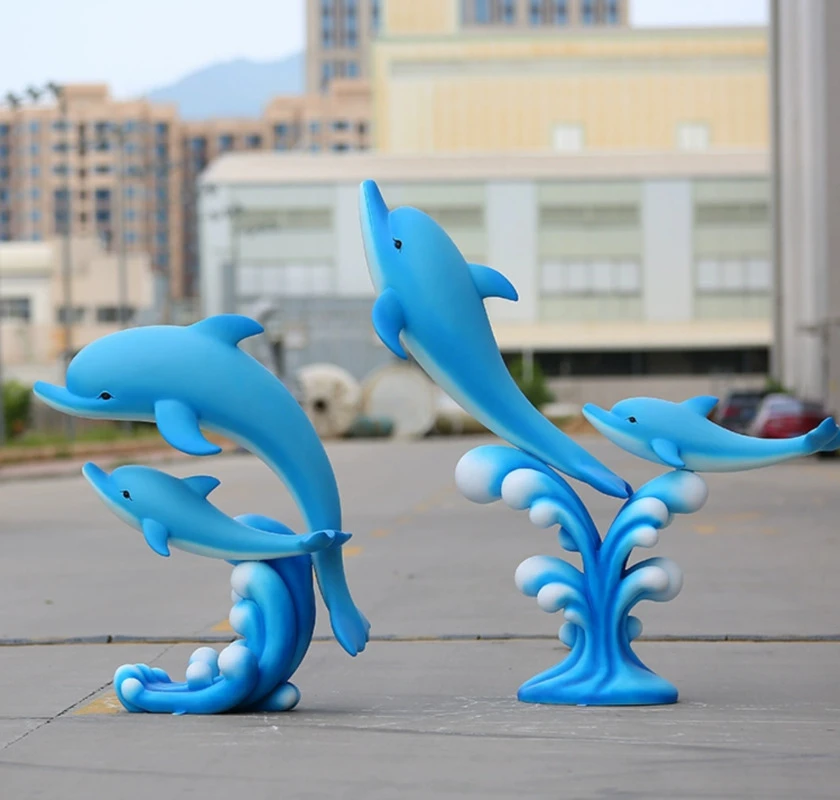 Animals Large Cartoon Fiberglass Material For Outdoor Park Decoration And Activities Sculpture Outdoor Simulated Dolphin