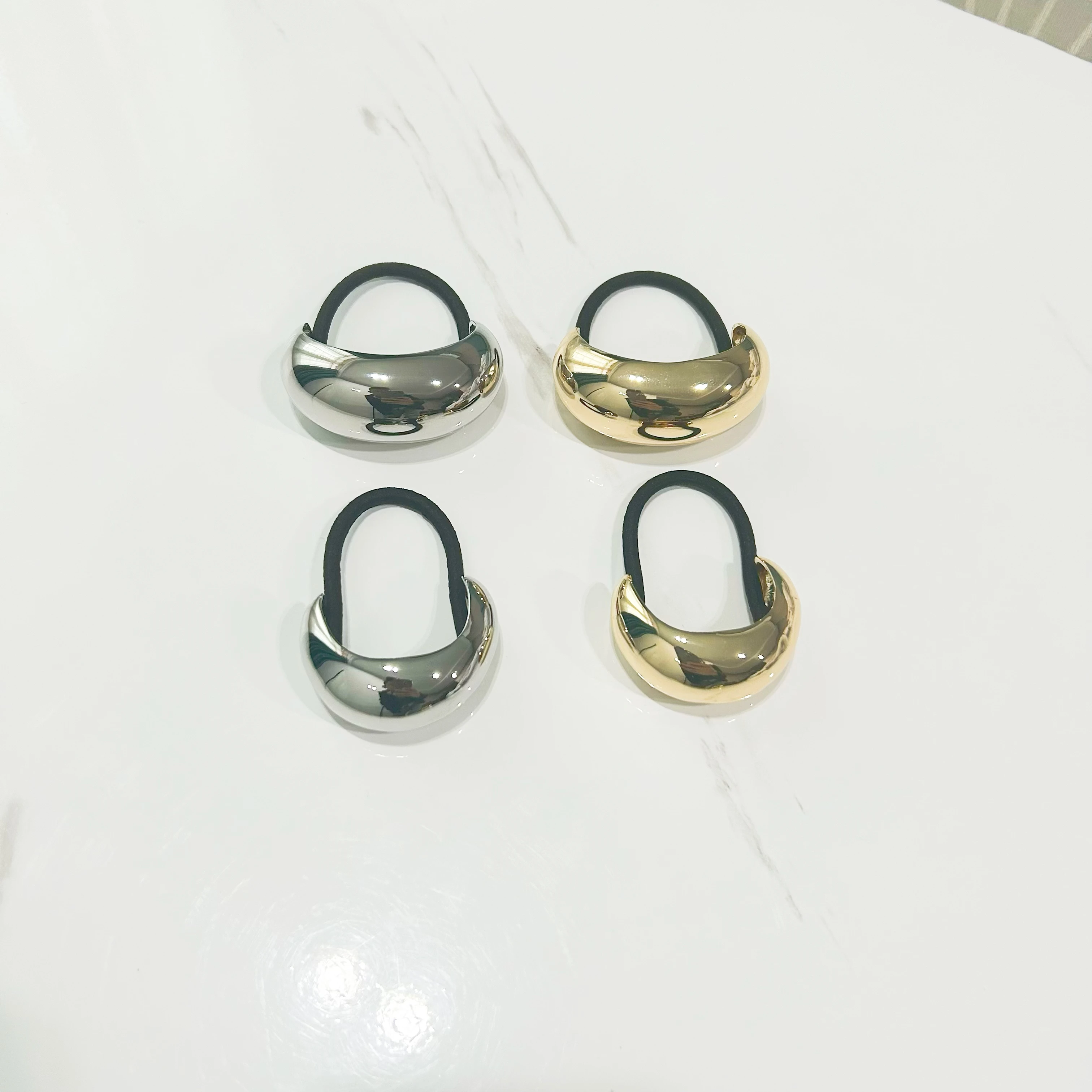 6*3.5*2.5cm Simple Rubber Band Head Rope Metal Hair Ties Hair Accessories Metal Geometric Shape Tied Horsetail Hair Rope for wom