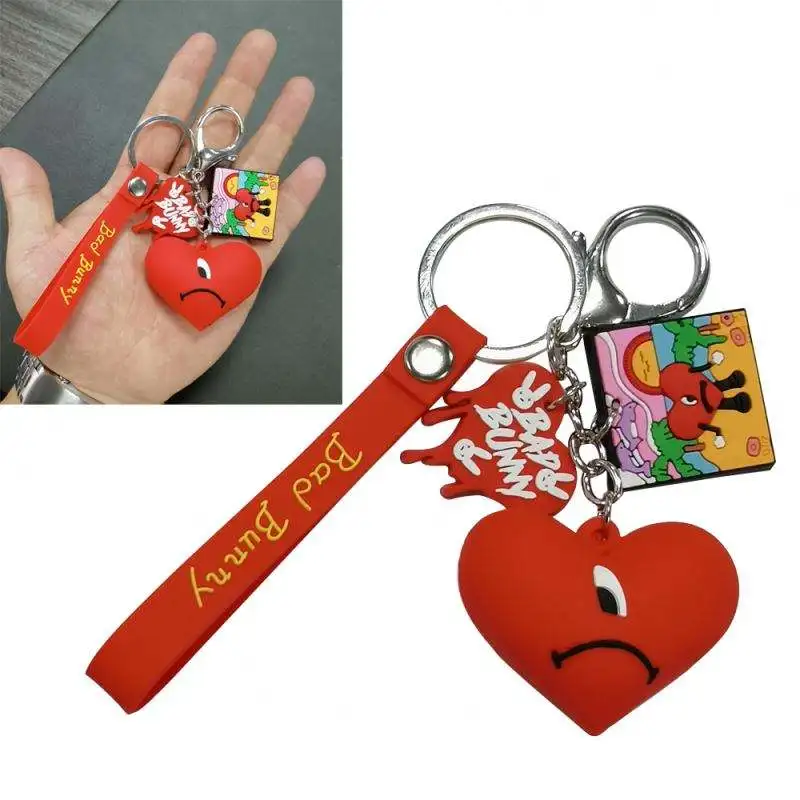 2022 YIWU AULLAN Christmas Gifts Keychain Pendants Juguete Bad Bunny Croc Charms 3D pvc Rubber Keychain Bad Bunny Keychain