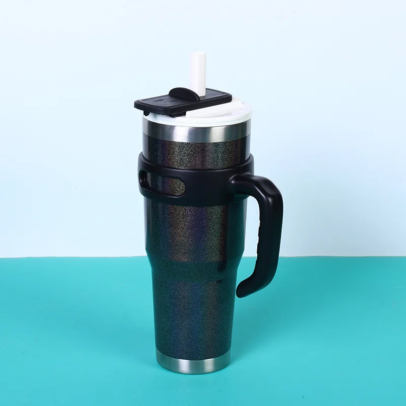 2024 new style 40oz large capacity rotary telescopic straw cup 304 stainless steel double wall insulated thermos tumbler