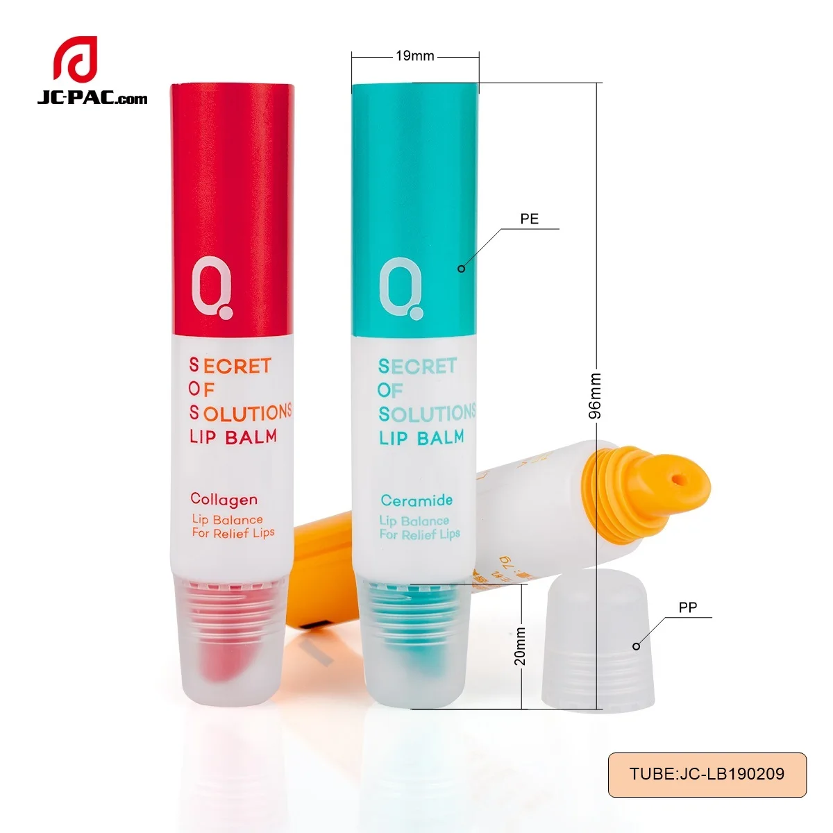 Transparent Lip Gloss PE Plastic Tube with Dia19mm, Lip Blam Container 10ml 15ml Squeezed Lip Gloss Tube