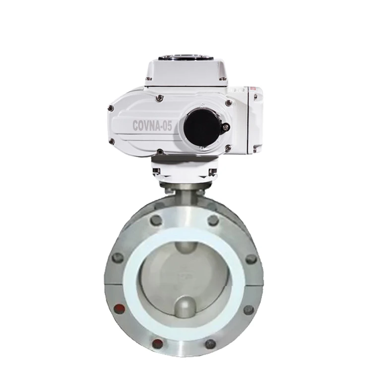 covna 220V 230V 240V DN100 4 inch Stainless Steel PTFE Powder Rotary Double Flanged Valve