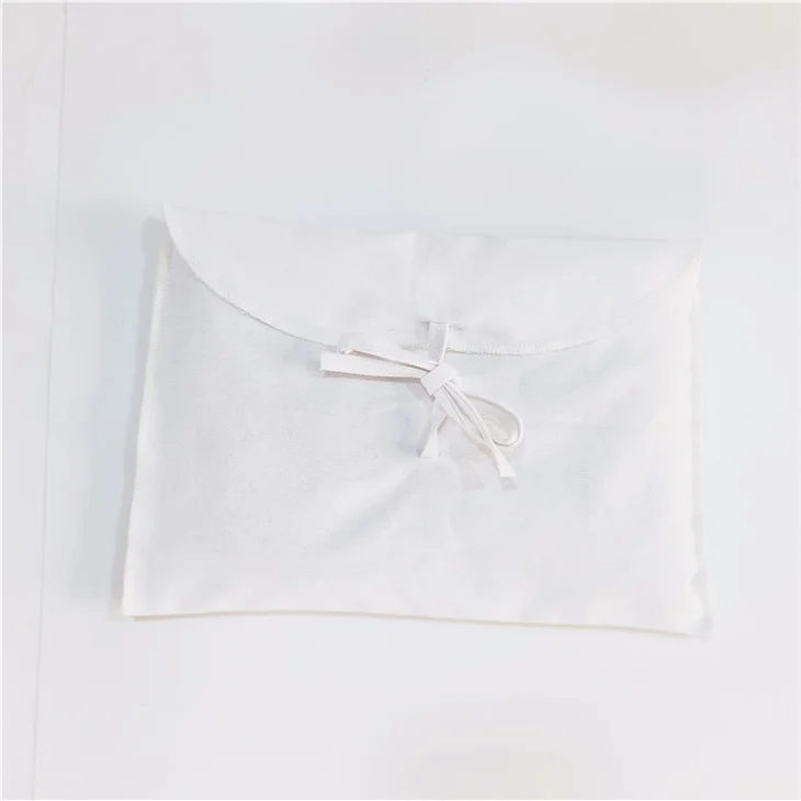 GOTS Organic Cotton Envelope Bags Fold over White Cotton Envelope Pouch Dust Clothes Pillow Pouch Bag With Cotton Bow