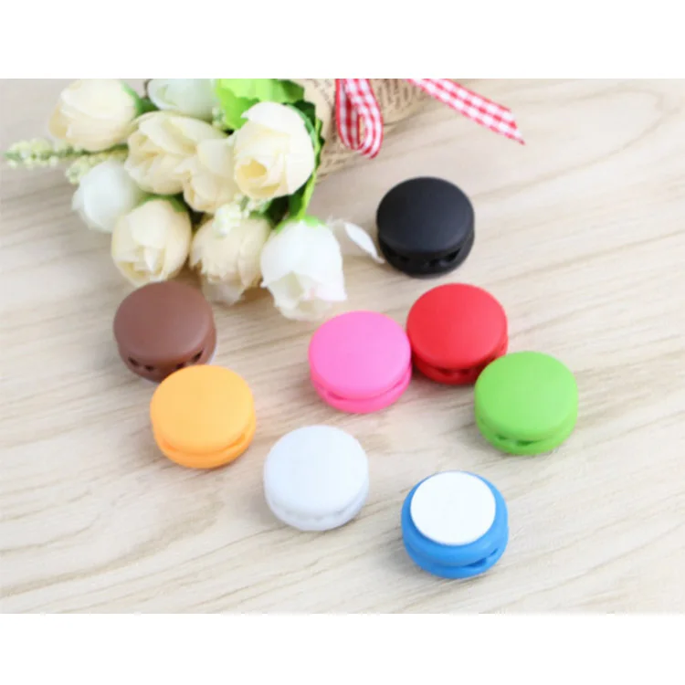Desk Sticker Macaroon shape cable clips cord Tight Silicone Cable Clip round cable clamp with self adhesive