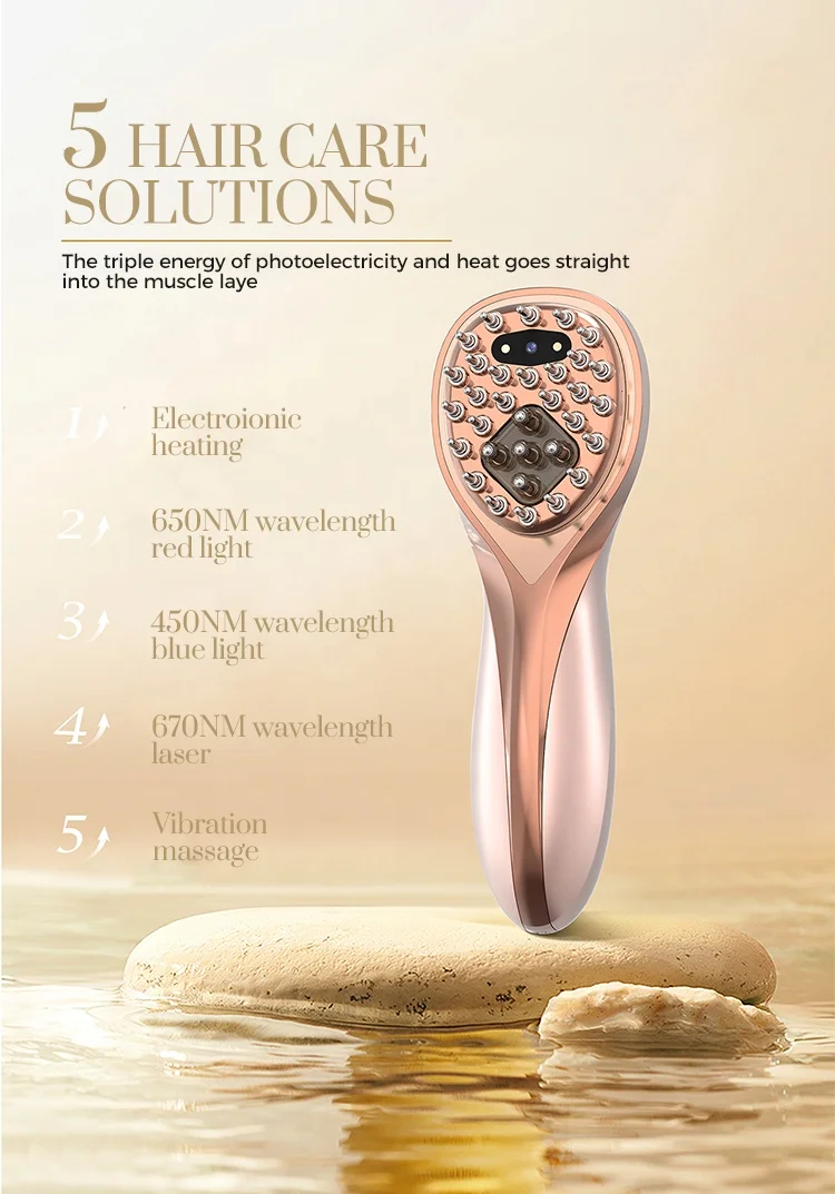 New Product Ideas 2024 App Visible Hair Scalp Massage Comb LED Red Blue Light Laser Hair Growth Comb Brush With Camera