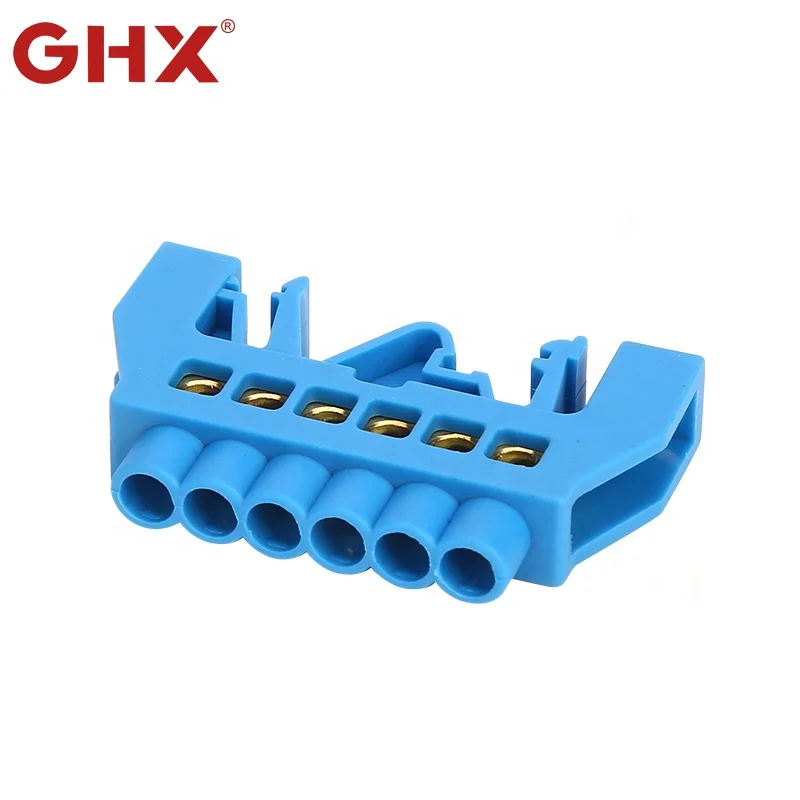YL-008 Natural Screw Blue Din Rail Mounted Terminal  6 pole  With Full Plastic
