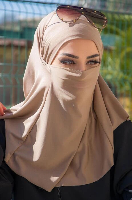 Fashion Solid Color Islamic Hijab Niqab Face Cover Muslim Womens Adjustable Arabic Hijab Niqab
