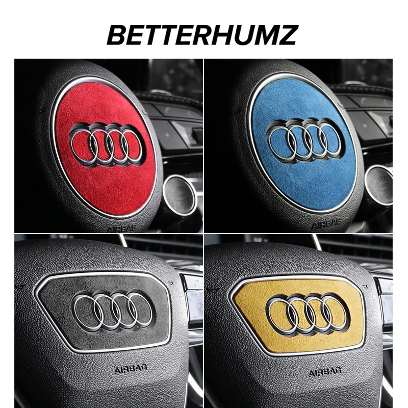 Alcantara For Audi A1 A3 8y A4 A5 A6 A7 A8 S3 S6 Q5 Q7 Q2 RS6 TT Car Steering Wheel Trim Center Emblem Logo Sticker Accessories