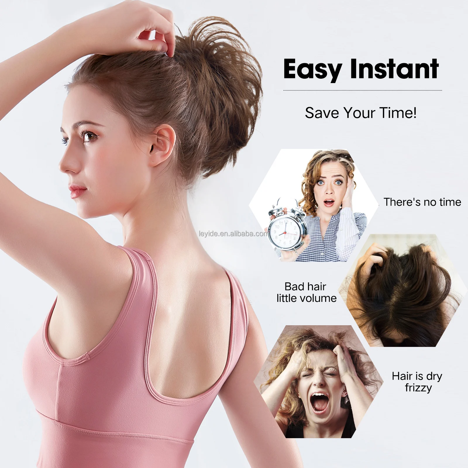 Hot Selling 13 Colors Adjustable Versatile Messy Bun Hair Piece Side Comb Clip in Hair Bun Tousled Updo Hairpiece for Women Bun