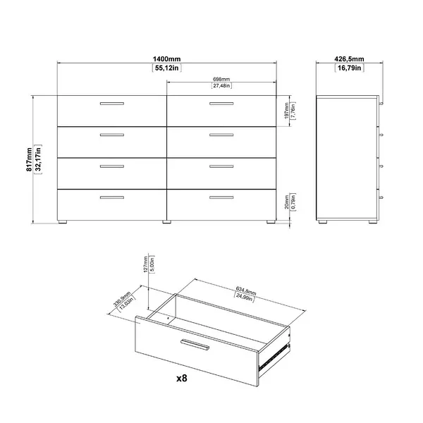 USA modern bedroom furniture popular white color storage 3/4/5/6/8/9 drawers chest of drawer dressers  of  cabinet manufacturer