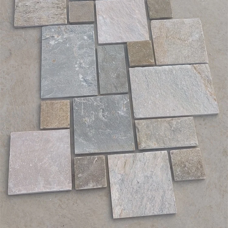 Golden white quartzite slate paver for outdoor paving,wall cladding