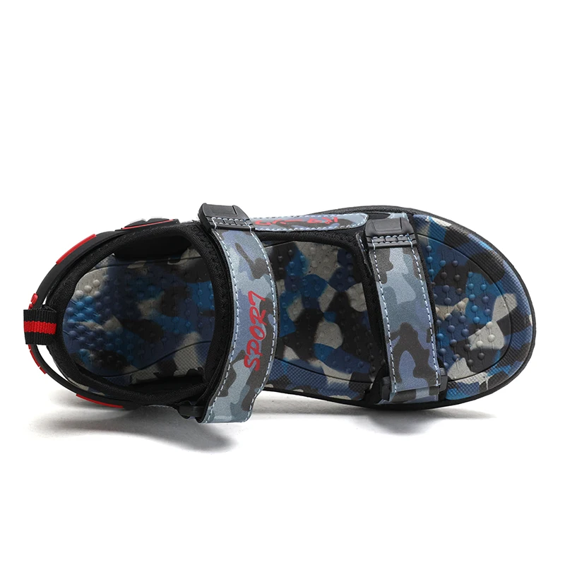 
Leather Sandals Children Beach Sandals Shoe Pattern open Toe Kids Velcro Strap Unisex Outdoor Sport Sandals 