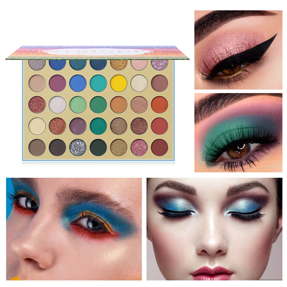 Unique Highly Pigmented 35 Colors Matte Private Label Glitter Eyeshadow Palette