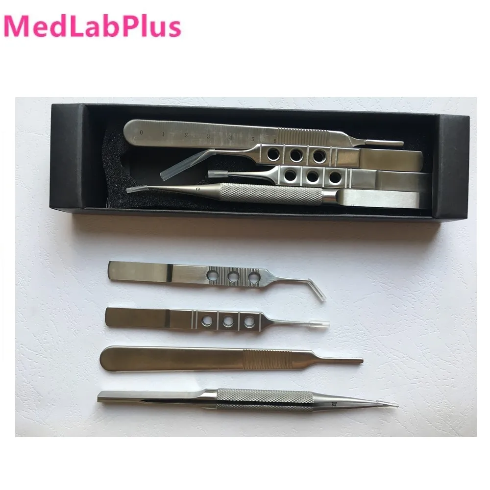 2022 Hair Transplant Micro Forceps set Fue machine Tweezer straight curved angled forceps
