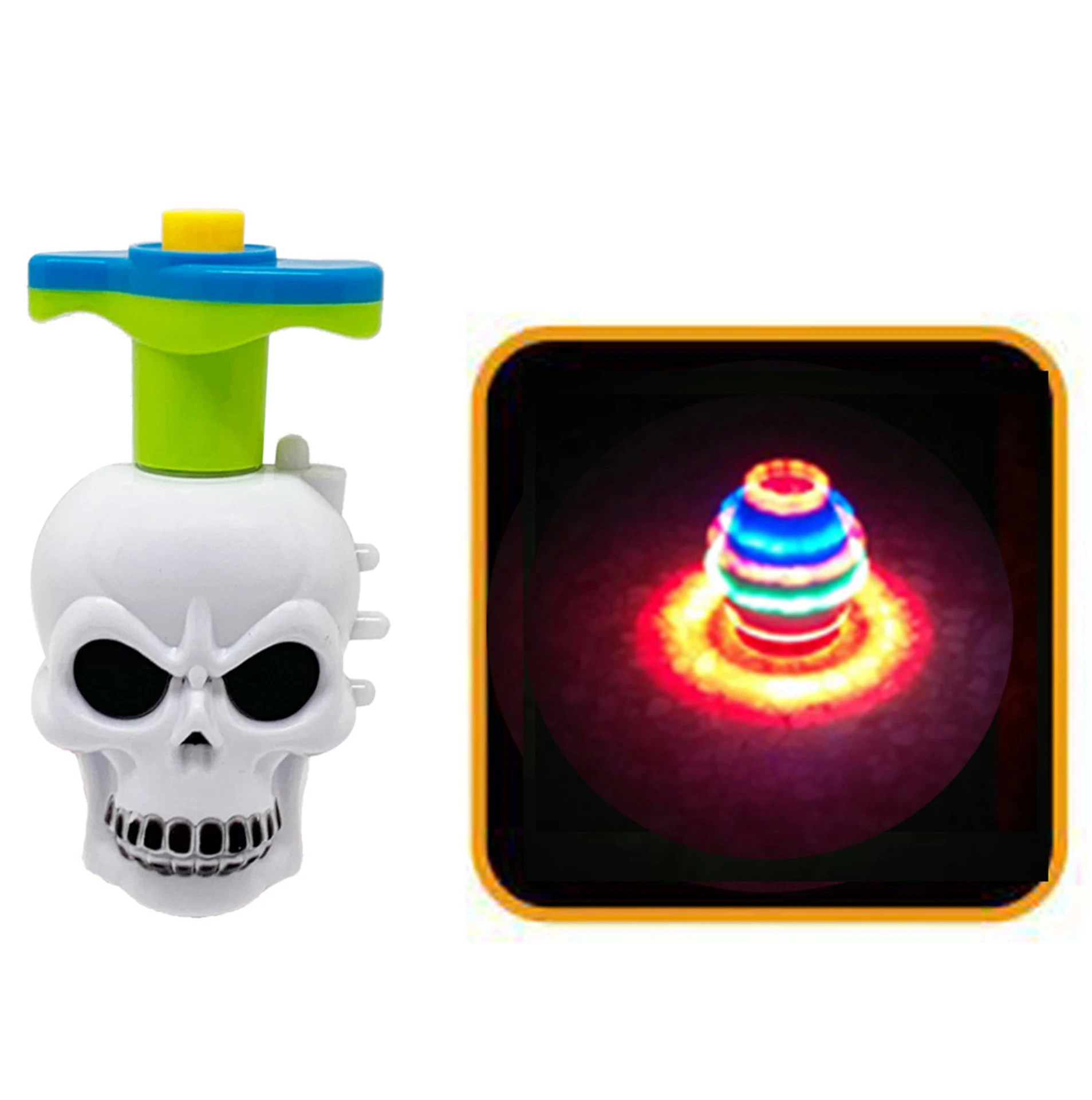 Halloween Pumpkin Skull Shaped Spinning Top Toy A Set Of 12 Mixed Classic Light Music Rotating Toys Kids Decompression Toys