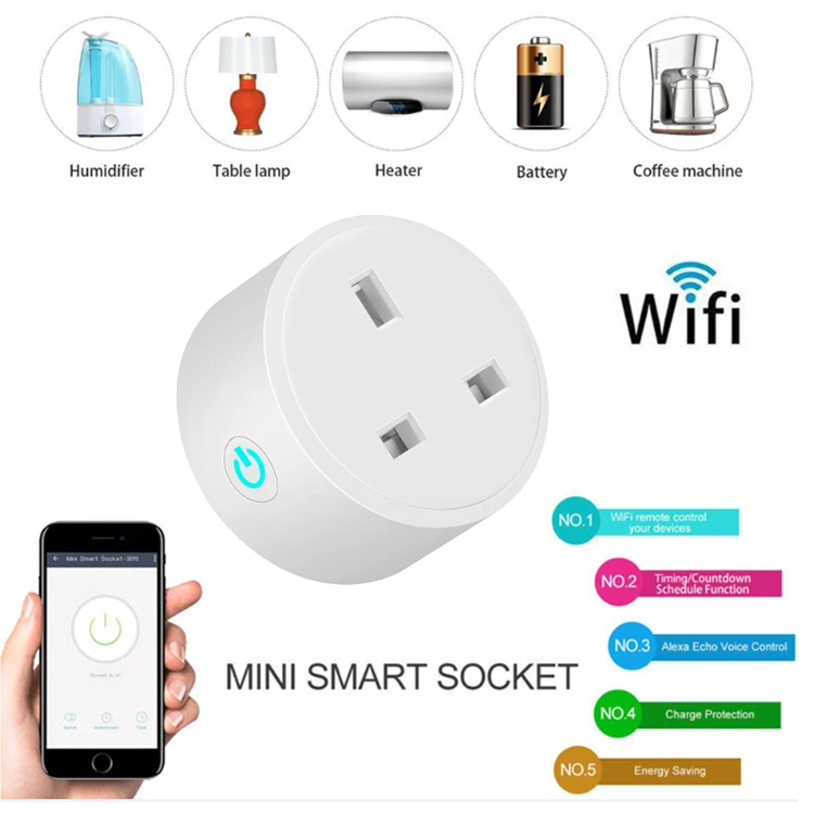 US UK EU Tuya Home Wifi Smart Electrical Plug with Socket Customized Logo Brand Wall Socket Amazon Alexa Google Plug