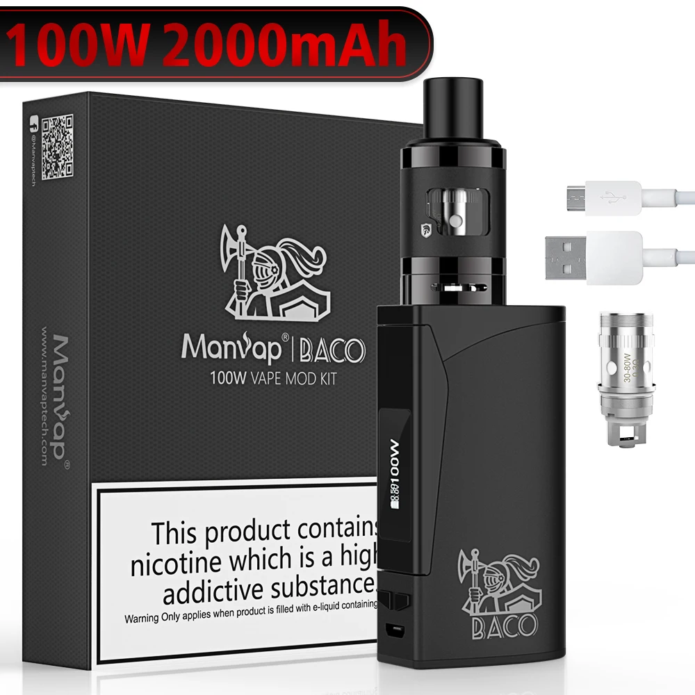 
100W vape kit electronic cigarette kit full power adjustable atomizer box mod 