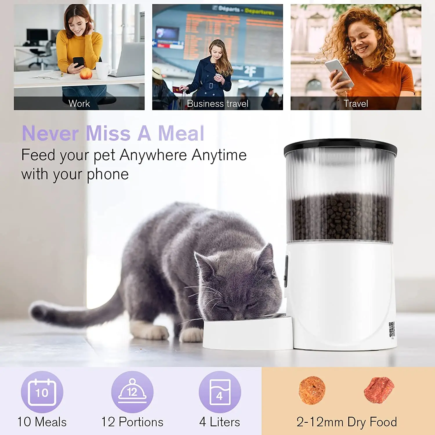 3L Wifi Smart Pet Bowl Abnormal Notice Key Locking Automatic Cat Dog Dispenser Pet Feeder