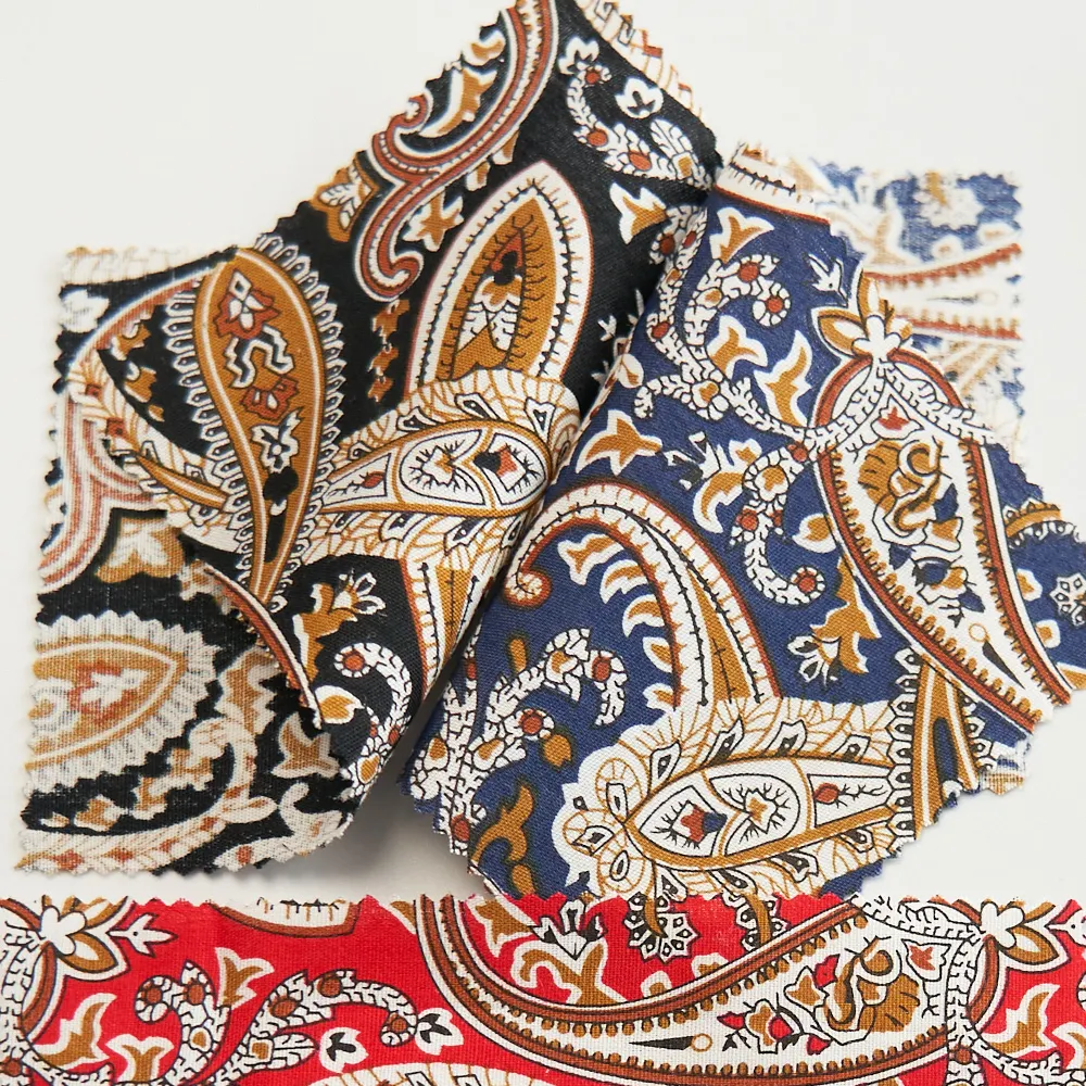 Hot selling paisley printed woven cotton poplin fabric for shirt with cheap price