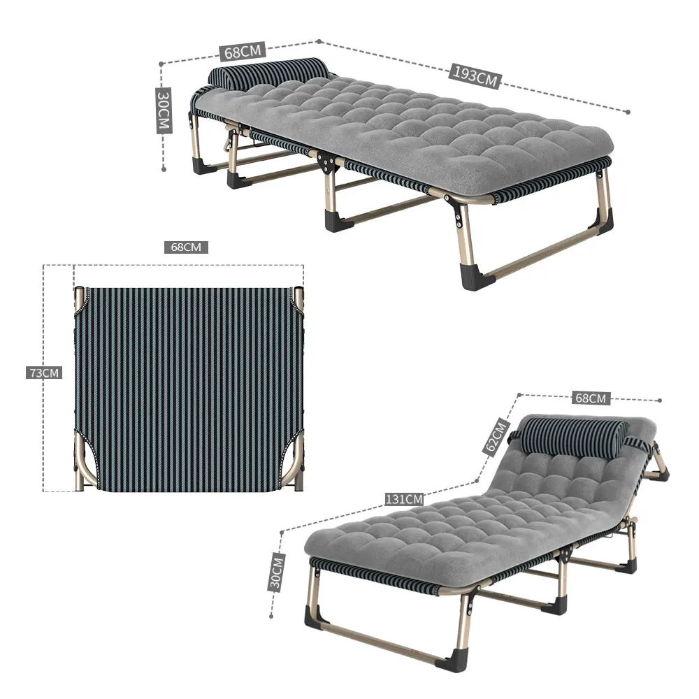 Hot selling metal folding bed affordable single person home simple nap bed office adult multifunctional lounge chair