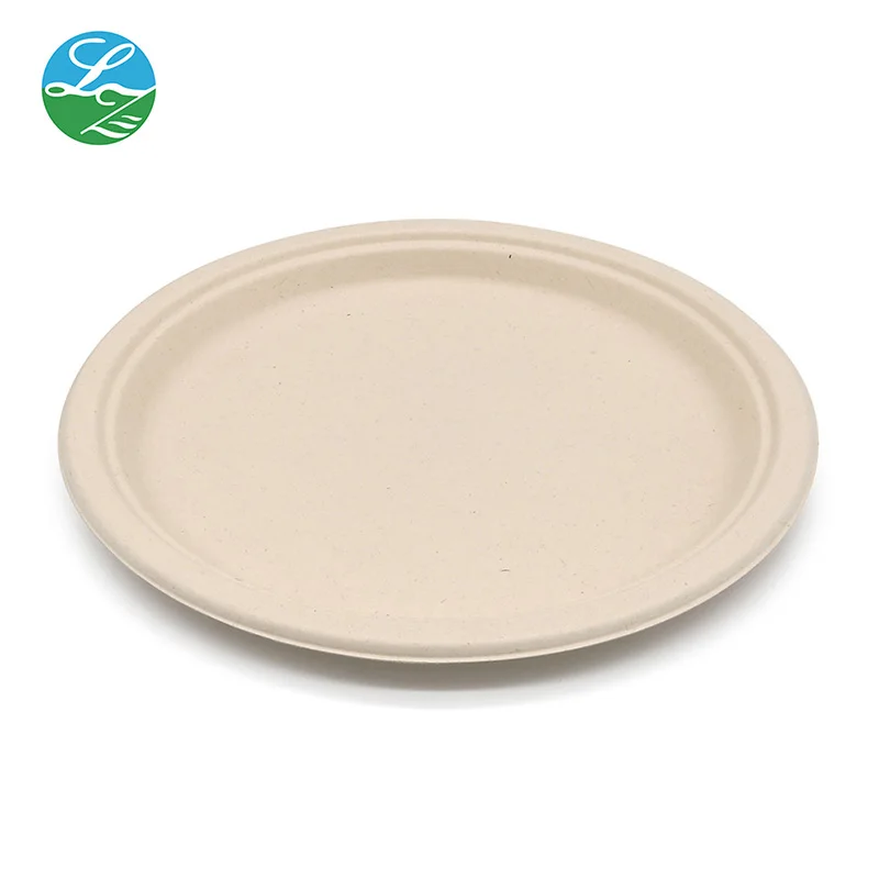 100% Biodegradable Dish Compostable Bagasse Paper Tableware Sugar Cane Barbecue machine Plate